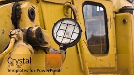  Presentation with truck - PPT theme having earth moving equipments - yellow truck background and a gold colored foreground