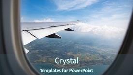  Presentation with air plane - Slides having earth ocean and plane wing background and a ocean colored foreground