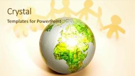  Presentation with virtual team global - Presentation featuring earth people - team and globe background and a cream colored foreground
