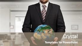  Presentation with earth - Colorful presentation design enhanced with earth planet in our hands backdrop and a coral colored foreground