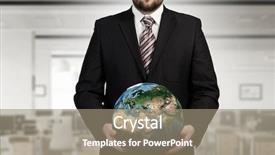  Presentation with earth - Cool new presentation with earth planet in our hands backdrop and a gray colored foreground