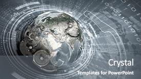  Presentation with earth - Audience pleasing PPT layouts consisting of earth planet made of gears backdrop and a gray colored foreground