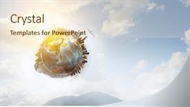  Presentation with skyline - Amazing slide set having earth planet with city skyline backdrop and a cream colored foreground