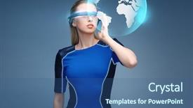  Presentation with augmented reality - Slide deck featuring earth projection over blue background background and a ocean colored foreground