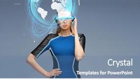  Presentation with nano technology - Audience pleasing presentation design consisting of earth projection over blue background backdrop and a teal colored foreground