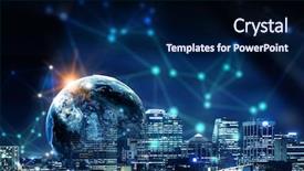  Presentation with earth science - PPT theme featuring earth science 3d - new technologies for your business background and a navy blue colored foreground