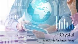  Presentation with earth science - Slide deck with earth science project - people with tablet discussing issues background and a light blue colored foreground