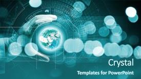  Presentation with close up elements - Amazing PPT theme having digital bacteria - close up of scientist hand backdrop and a ocean colored foreground