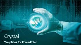  Presentation with scientist - Colorful PPT layouts enhanced with digital bacteria - close up of scientist hand backdrop and a ocean colored foreground