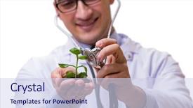  Presentation with seedling - Slide deck enhanced with scientist with green seedling background and a sky blue colored foreground