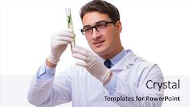  Presentation with green glass - Slide deck enhanced with biology earth - scientist with green seedling background and a sky blue colored foreground