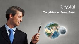  Presentation with nasa - Colorful presentation enhanced with man looking in magnifying glass backdrop and a gray colored foreground