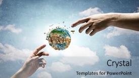  Presentation with spirituality - Cool new PPT layouts with earth spirituality - close up of human hands backdrop and a  colored foreground