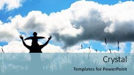  Presentation with daughter - Colorful PPT theme enhanced with earth spirituality - silhouette father and daughter outdoors backdrop and a  colored foreground