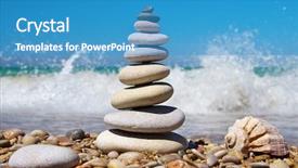  Presentation with spirituality - Theme enhanced with earth spirituality - stone pyramid on a seashore background and a teal colored foreground