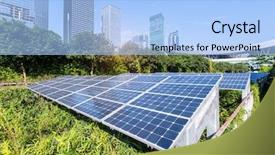  Presentation with solar panels - PPT theme enhanced with earth structure - solar panels with cityscape background and a light blue colored foreground