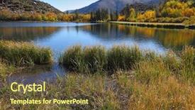  Presentation with autumn blue - PPT theme enhanced with earth surface - pretty blue lake background and a tawny brown colored foreground