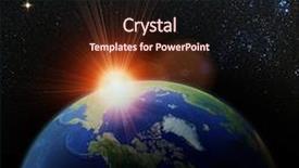  Presentation with outer space - Presentation theme having earth with sunrise in space background and a wine colored foreground