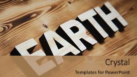  Presentation with wooden building blocks - Amazing presentation design having earth word made with building backdrop and a coral colored foreground