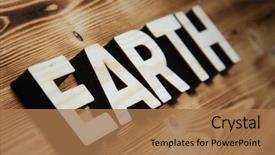  Presentation with wooden building blocks - PPT layouts consisting of earth word made with building background and a coral colored foreground
