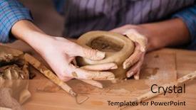  Presentation with pottery - Presentation theme having earthen - closeup of clay pot making background and a coral colored foreground
