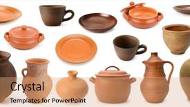  Presentation with pottery - Cool new PPT layouts with earthen - collection clay and pottery utensils backdrop and a coral colored foreground