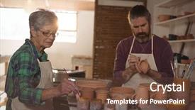  Presentation with black male female fashion - Amazing slide deck having earthen - male and female potter painting backdrop and a tawny brown colored foreground