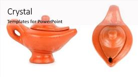  Presentation with clay - Amazing PPT theme having earthen - set small clay jug backdrop and a sky blue colored foreground