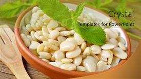  Presentation with beans - PPT layouts consisting of earthenware-bowl-with-cooked-white background and a gold colored foreground