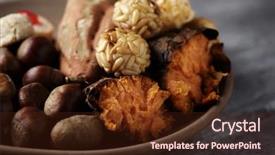  Presentation with sweet potato - PPT theme consisting of earthenware bowl with some chestnut background and a tawny brown colored foreground