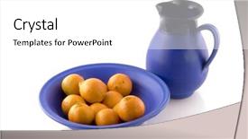  Presentation with greece blue - Theme consisting of earthern ware - blue greece crockery with mandarins background and a  colored foreground