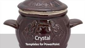  Presentation with biodegradable pot - PPT theme consisting of earthern ware - ceramic pot isolated on white background and a dark gray colored foreground