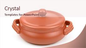  Presentation with clay - PPT theme featuring earthern ware - clay pot isolated on white background and a  colored foreground