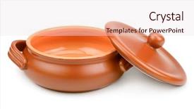  Presentation with clay - Presentation theme enhanced with earthern ware - clay pot isolated on white background and a  colored foreground
