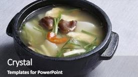  Presentation with korean - Cool new presentation theme with earthern ware - korean stew backdrop and a dark gray colored foreground