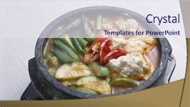  Presentation with korean - PPT layouts featuring earthern ware - korean stew background and a sky blue colored foreground