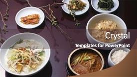  Presentation with korean food - Presentation design with earthern ware - korean sweet food background and a tawny brown colored foreground