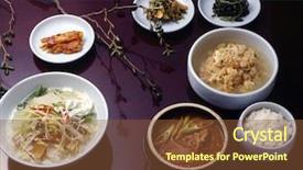  Presentation with korean food - Presentation theme consisting of earthern ware - korean sweet food background and a  colored foreground