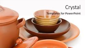  Presentation with utensils - Audience pleasing slides consisting of earthern ware - set clay utensils isolated backdrop and a white colored foreground