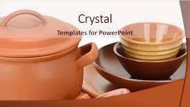  Presentation with utensils - Audience pleasing theme consisting of earthern ware - set clay utensils isolated backdrop and a lemonade colored foreground