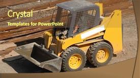  Presentation with moving - PPT theme enhanced with earth moving equipments - small compact yellow eath mover background and a tawny brown colored foreground