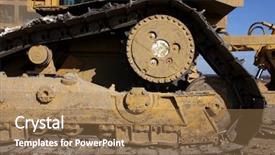  Presentation with farming irrigation canals tractor - Cool new theme with dirt construction - tractor tread close up backdrop and a coral colored foreground