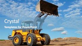  Presentation with wheel loader - Theme consisting of heavy duty - wheel loader bulldozer with fully background and a light blue colored foreground
