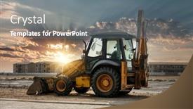  Presentation with earthmoving - Presentation design consisting of earthmoving-machine-parked background and a gray colored foreground