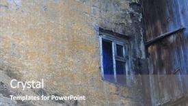  Presentation with earthquake disaster - Theme having earthquake disaster old destroyed house background and a gray colored foreground