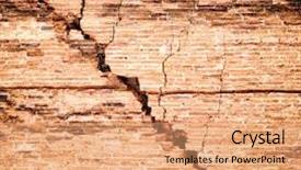  Presentation with broken wall - Slides enhanced with smiling businessman showing something on a tablet to colleagues background and a gray colored foreground