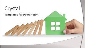  Presentation with shape - Audience pleasing slides consisting of earthquake effects - female hand holding house shape backdrop and a white colored foreground