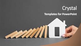  Presentation with shape - Theme with earthquake effects - female hand holding house shape background and a dark gray colored foreground