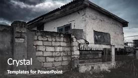  Presentation with old paper design - Cool new PPT theme with earthquake effects - old destroyed house element backdrop and a dark gray colored foreground