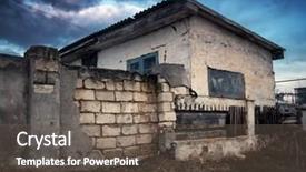  Presentation with old house - Theme featuring earthquake effects - old destroyed house element background and a dark gray colored foreground
